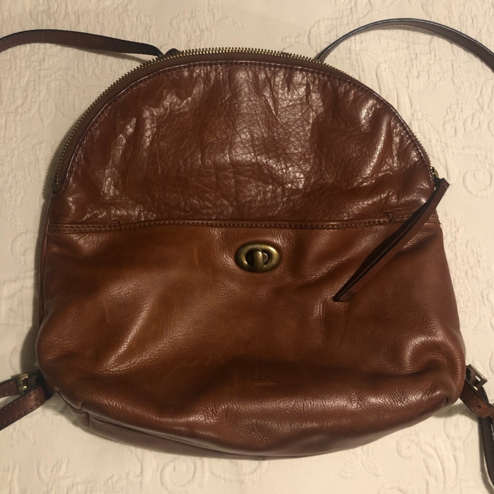Vintage Margot New York Leather Backpack Turn Lock Dome Bag